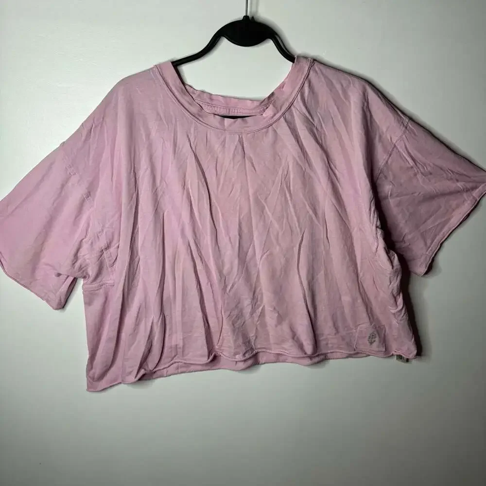 Free People We The Free 'Cloud 9' Oversized Raw-Hem Cropped T-Shirt Medium